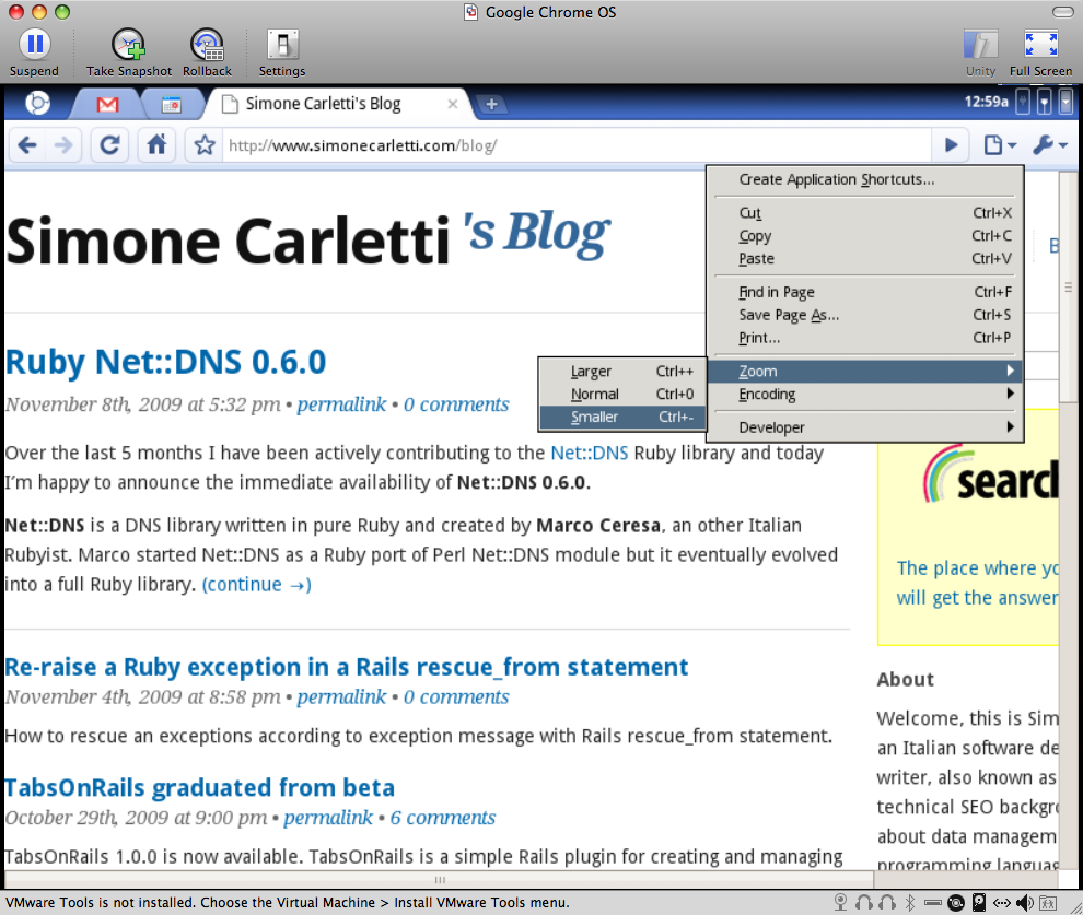 Google Chrome OS on Mac OS X using VMware Fusion
